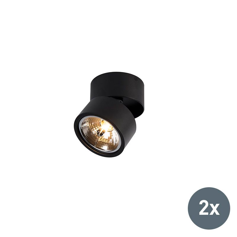 QAZQA Go Nine Tubo - Set van 2 Spots - Zwart - Verstelbaar