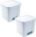 Plasticforte Poubelle à pédale - 2x - 2 compartiments - blanc - 35 litres - 43 x 38 cm