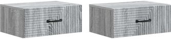 vidaXL Muurbevestigde Nachttafel 2 st Grijs sonoma 49 x 34,5 x 20 cm