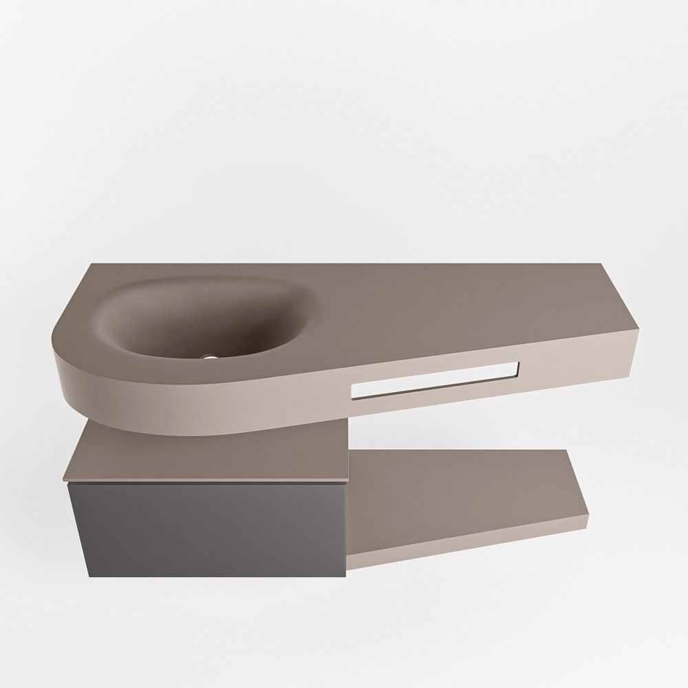 Mondiaz Riva Dulcet badkamermeubel links 120cm Smoke & Dark Grey