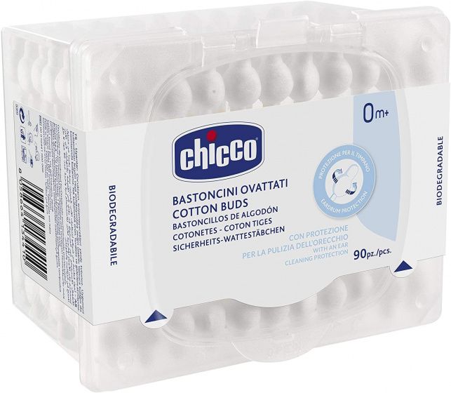 Chicco wattenstaafjes junior 11,5 cm katoen wit 90 stuks wit