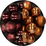 Merkloos / Sans marque Kaemingk B.V. Kunststof kerstballen 6 cm - 24 stuks - Bruin tinten