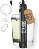 Survex Personal Water Filter Straw XL 4000L – Uniek KDF-55 filter – Waterfilter Survival & Outdoor – BPA-vrij – Noodpakket voor Thuis – Complete Set Waterzuiveringsapparaat – Drinkfles Waterzuivering Outdoor – Overlevingspakket – Zwart