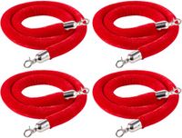 VEVOR 4 Stukken Rood Velours Stelroeden, 1,5 m Menigtebesturing Stelroeden Rood Velours Ropes met Zilveren Haakjes, Post Rijbarrière Matte Ropes voor Matte Gebeurtenissen Filmtheaters Grote Openingen Hotels Party