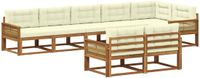 vidaXL - Bank loungeset - 8 zitplekken - Natuurlijk en crème - Acacia hout
