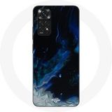Maniacase Hoesje voor Xiaomi Redmi Note 11S 4G Veelkleurige rookwolken in blauw, grijs en zwart op een zwarte achtergrond