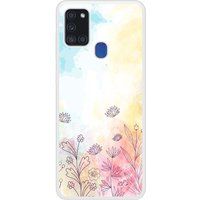 Samsung Galaxy A21S Watercolor flowers Verstevigd hoesje met sublimatie bedrukking