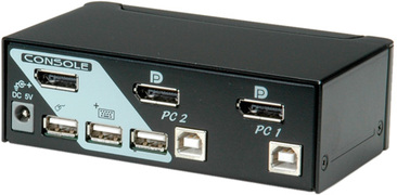 ROLINE DisplayPort USB 2.0 KVM Switch, 1 User - 2 PC