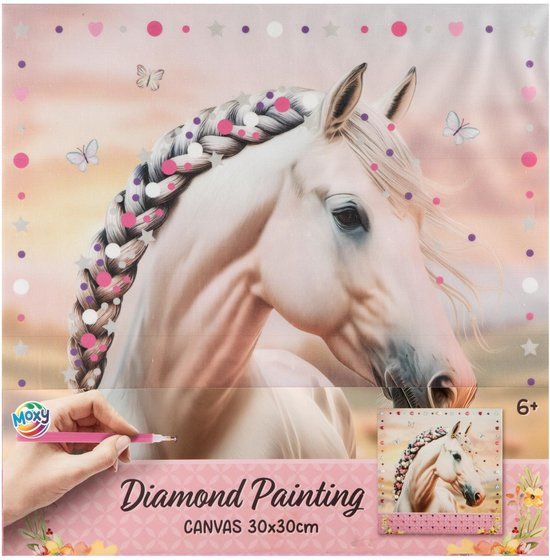 MOXY Canvas schilderijtje maken paardenthema - Moxy Horse Diamond Painting knutselset - creatief speelgoed vanaf 5 jaar