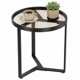 HOMCOM Side Table - Gehard Glas - 45L x 45B x 50H cm - Zwart
