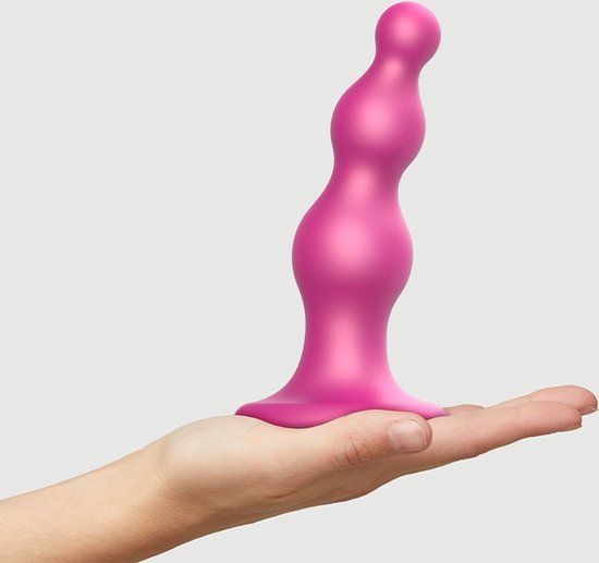 Strap-on-me Lovely Planet SARL Strap-On-Me Dildo Plug Beads Metallic Roze Maat M
