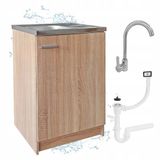 STAMAR Keukenkast 60x50 cm Onderkast met Spoelbak met één compartiment + kraan + sifon - Eik Sonoma