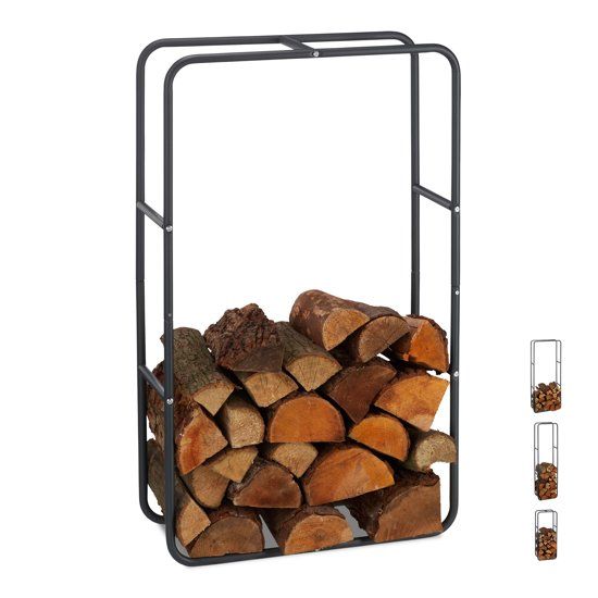 Relaxdays Brandhout rek - haardhout opslag - haardhout rek - binnen - buiten - metaal 100 x 60 x 25 cm