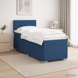 vidaXL Boxspringbed met matras en blauwe LED-verlichting, 90 x 190 cm, gestoffeerd
