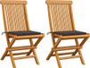 Chaises pliantes en teck 2 pièces avec coussins taupe bois de teck massif