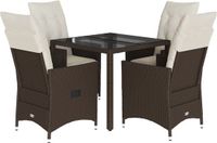 vidaXL Ensemble de jardin 5 pièces avec coussins poly rotin marron