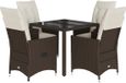 vidaXL Ensemble de jardin 5 pièces avec coussins poly rotin marron
