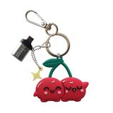 WONDEE Mr Wonderful [2-in-1] sleutelhanger + USB en USB C-stick, grappige 32 GB, kersen verliefd figuren met USBC-adapter