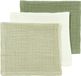 Meyco Baby Uni Monddoekjes - 3 Stuks - Pre-Washed Hydrofiel - 30 x 30 cm - Naturel/Soft Olive/Olive Green