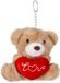 Cepewa Sleutelhanger beertje love - bruin - H10 cm - pluche - knuffelbeer - valentijnsdag