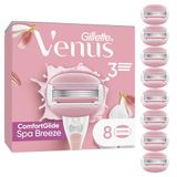Gillette Venus ComfortGlide Spa Breeze scheermesjes voor dames, pak van 8 scheermesvullingen, Lubrastrip met een vleugje botanische oliën, 2 flexibele gelstaven voor een comfortabele scheerbeurt