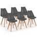 Idmarket - Lot De 6 Chaises Scandinaves Sara - Gris Foncé - Pour Salle À Manger
