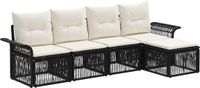 vidaXL Tuinbank - Set - 5 zitplekken - Zwart - Polyrattan