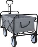 vidaXL Vouwbare winkelwagentje met remmen Grijs 94 x 53 x 99 cm