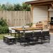 Maison Exclusive - Ensemble de jardin d'extérieur, 11 pièces, avec coussins, noir, en polyrotin