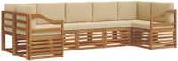 vidaXL - Hoek loungeset - 7 zitplaatsen - Natuurlijk en beige - Acacia hout
