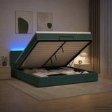 vidaXL Ottomaanse Bed met Matras en LED Donkergroen 140 x 200 cm