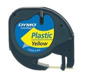 DYMO LetraTAG Plastic Tape, 12mm x 4m, Zwart op Geel