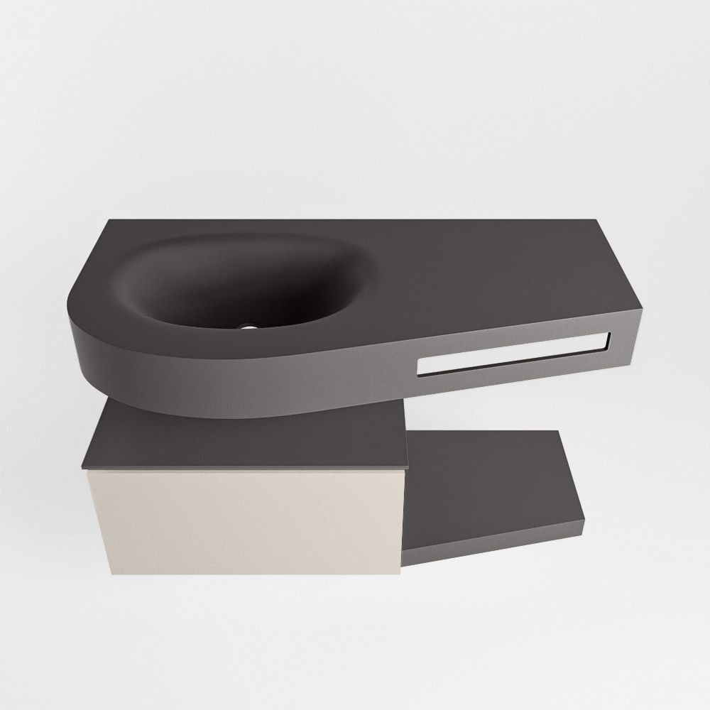 Mondiaz Riva Dulcet badkamermeubel links 100 dark grey en linen - 100x50x53cm