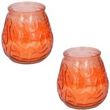 arti casa Set van 3 Citronella Tuinkaarsen in Oranje Glas - 10 cm - 15 Branduren