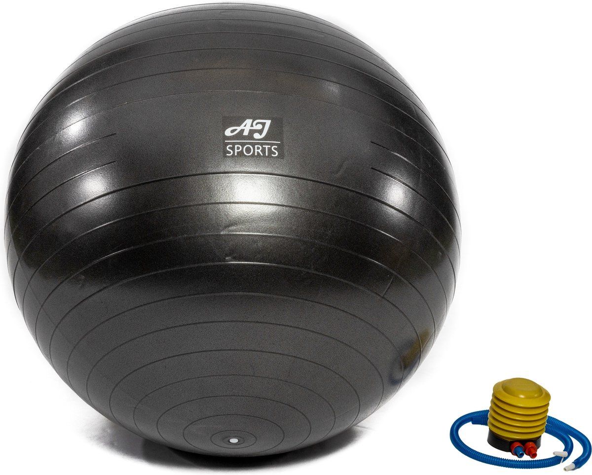 AJ-Sports Fitness / Yoga bal 75CM - Zwart - Inclusief pomp