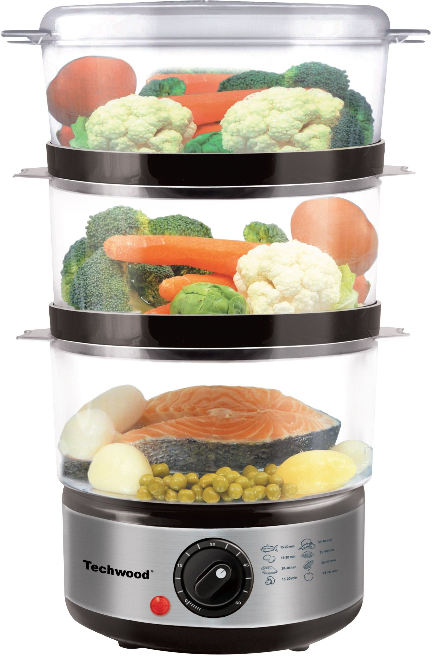 Techwood TCV364 - Stoomkoker - 6 Liter - RVS - 3 Stoomschalen