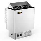 VEVOR Poêle de sauna 9 kW, poêle de sauna électrique 380 V - 415 V, poêle de sauna en acier inoxydable 20 kg de pierres de sauna, poêle de sauna électrique 2 réglages (température, temps), pour sauna de 9-13 m³, hauteur 190 cm, avec support mural