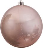 Decoris Kerstbal - lichtroze - groot - 14 cm - kunststof - glans