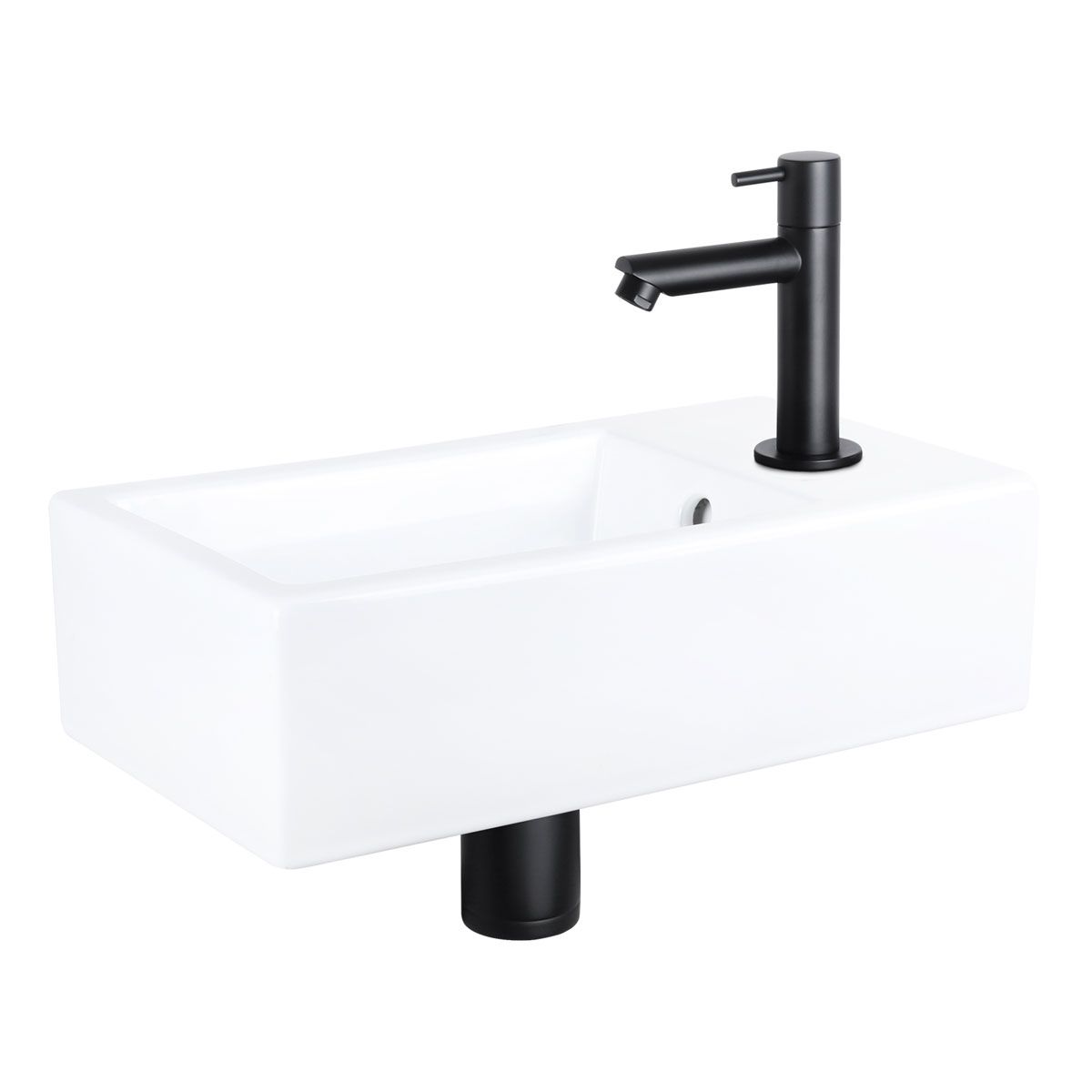 Differnz Fonteinset Force Rechthoek 40x22x11.5cm Keramiek Wit Mat Zwart