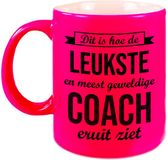 Bellatio Decorations Coach Koffiemok - Neon Roze - 330 ml