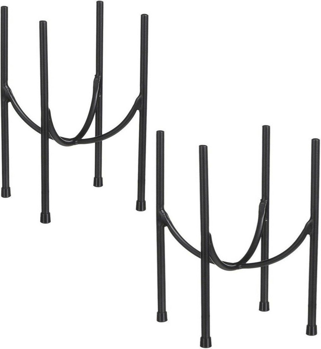 Mica Decorations - bloempot plantenstandaard/verhoger - zwart - 2x stuks - H32 x D21 cm