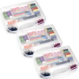 Plasticforte Coffret de rangement - 4x - 8 compartiments - plastique - transparent - 36 x 28,5 x 6 cm - organisateurs