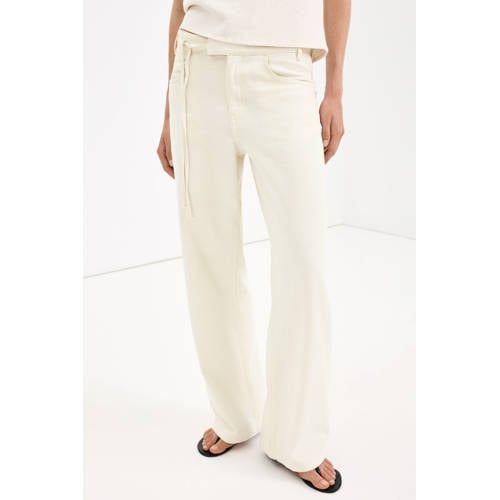 Mango Ecru Straight Leg Jeans with Belt
