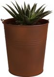 Sunnydays Emmer/plantenpot/bloempot - zink - roestbruin - D13 x H14 cm