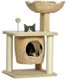 StarTech Kattenkraboom Kattenkraboom - Krabpaal voor katten - 74 cm hoog - 3 niveaus - Holle met ligvlak - Ophangbare speelbal - Hout