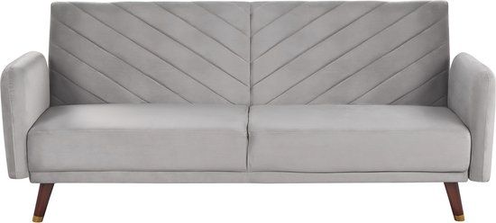 SENJA - 3-zits slaapbank - Grijs fluweel - Beliani