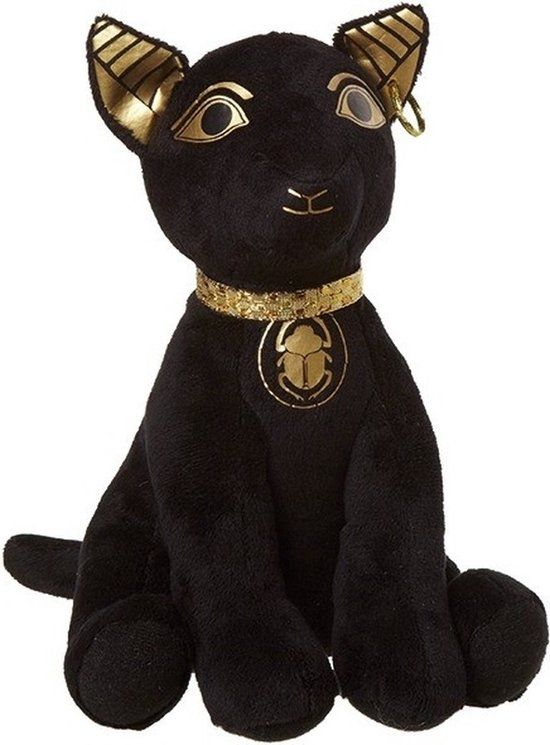 Nature Planet Pluche Bastet Kat Knuffel - Zwart - 20 cm