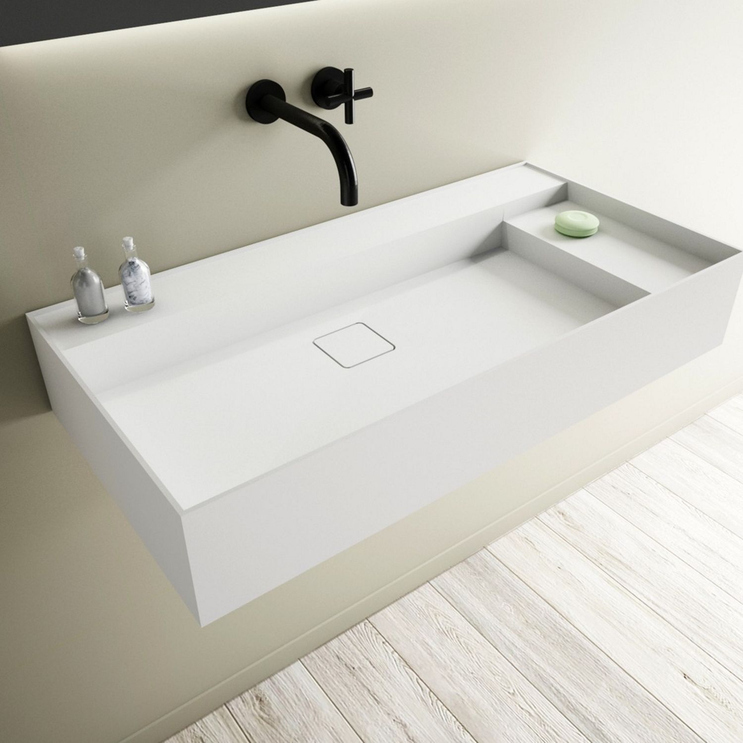 Ideavit Solidbliss Wastafel - 90x45x16 cm - Mat Wit