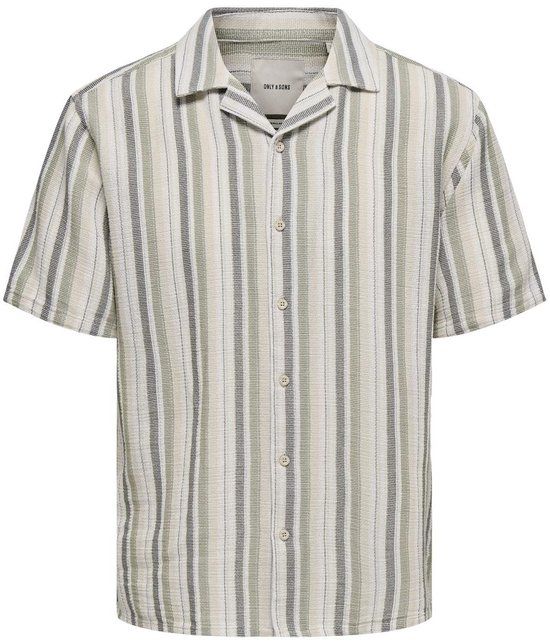 ONLY & SONS ONSTREV LIFE REG STRIPE SS SHIRT NOOS Men's Shirt - Seagrass Multi Stripe - M
