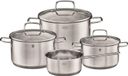 Casseroles : set de 4 casseroles en acier inoxydable 18/10 avec couvercles en verre